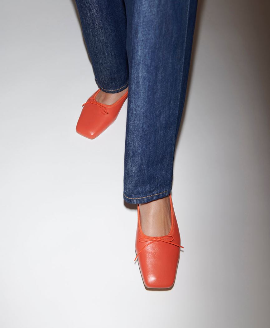 Women's Mansur Gavriel Square Toe Ballerina Ballet Flats Orange | AU M569FS